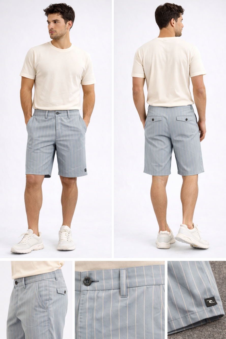 Rip Curl Shorts Mens 39 Gray Boardwalks Striped Chino Hybrid Walkshorts Casual